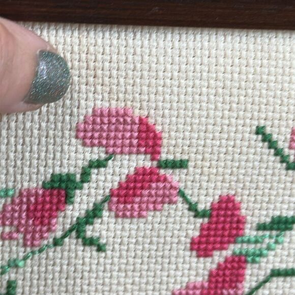 Vintage Cross Stitch Prayer of St. Francis Wall Religious Decor Framed No Glass - Picture 12 of 17